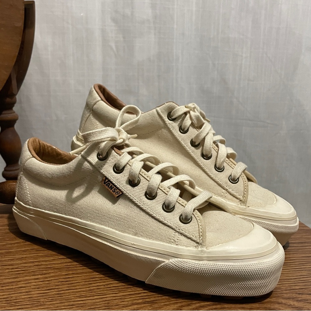 Vintage Vans Cream Canvas Sneakers #29 made in the USA, Size W8.5